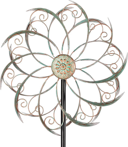 Wind Spinners Outdoor Wind Spinner Metal 13” Dia Wind Spinners for Yard and Garden Decor Pinwheels Wind Sculptures & Spinners(57” H)