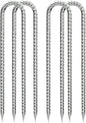 Rebar-Stakes-12-Inch, Ground Stakes Heavy Duty U-Hook Galvanized Anti-Rust Ground Anchors for Camping Tent Trampoline Accessories Dog Fence Chicken Coop Deer Fence 4pcs