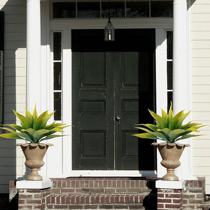 Artificial Agave Plants,Large UV Resistant Fake Agave Planters for Indoor and Outdoor Decorating Tropical Plant Succulents Greenery Indoor Decor (2Pack,22" Yellow)