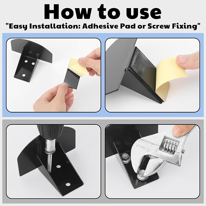 50 Pcs Snow Guards, Stainless Steel Roofs Snow Stops, Prevent Sliding Ice Stop Buildup with Adhesive Gasket and Screws for Metal Roofs Steel Roof Winter Supplies (Black)