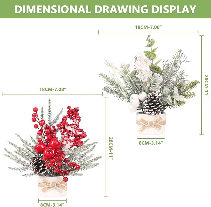 Small Mini Tabletop Christmas Tree,12" Artificial Little Potted for Christmas Decor, for Home Indoor Hliday Party Xmas Decor (Red/Green/White).