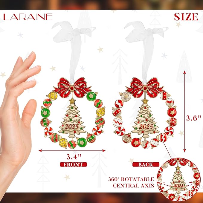 Laraine Christmas Tree Ornaments – Decorative Rotation Hanging Pendant of Car Charm Holiday Keepsake Gift Home Decor (Gold-New Tree (2025))