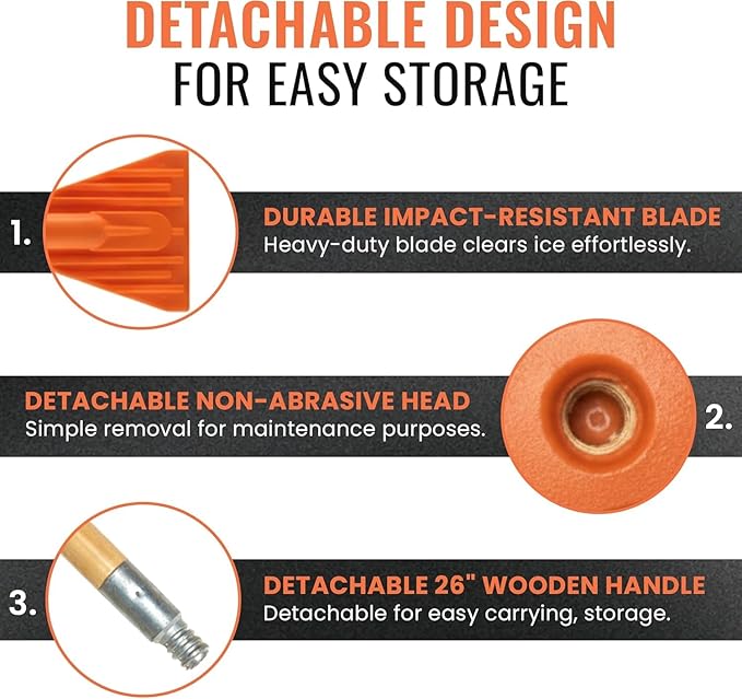 MICRO TEC Shuttsco 26" Sure Grip Ice Scraper – Freeze-Resistant Ice Removal Tool for Cars, Trucks, and SUVs – Long-Handle Scraper for Quick, Efficient Snow & Ice Clearance – Made in USA - Pack of 5