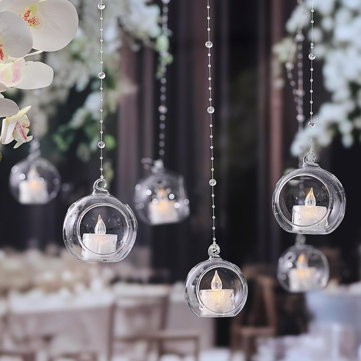 LETINE 12pcs Assorted Glass Orb Set, with 2.17" and 1.93" Spheres | Hanging Glass Tealight Holder Globe, Air Plant Terrarium Supplies for Wedding Favors, Votive Candle Holders,Christmas Decorations