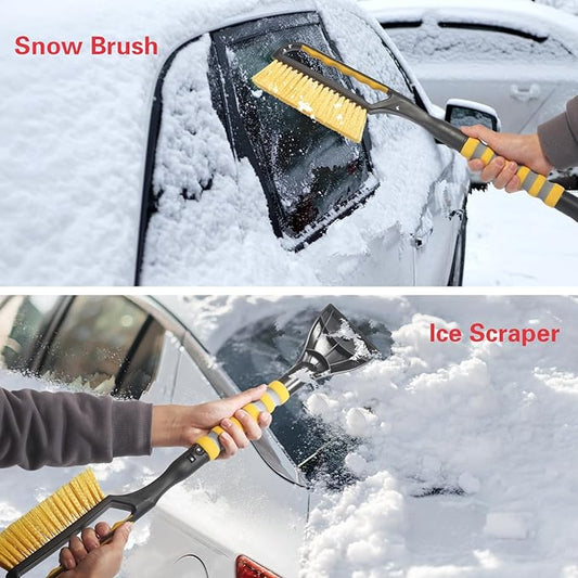 Snow Brush and Ice Scraper for Car Windshield,26.4" Window Scraper Deicer for Car SUV and Truck,Ice Scrapers and Brushes 2 in 1,Winter Car Automotive Exterior Accessories(2Pack Yellow)