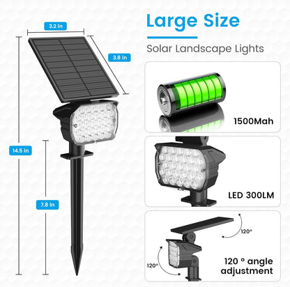 VOLISUN Solar Spot Lights Outdoor Waterproof IP67, 27 LED with 6 Color Changing Landscape Lights for Outside Yard Garden Pathway(2 Pack- RGB)