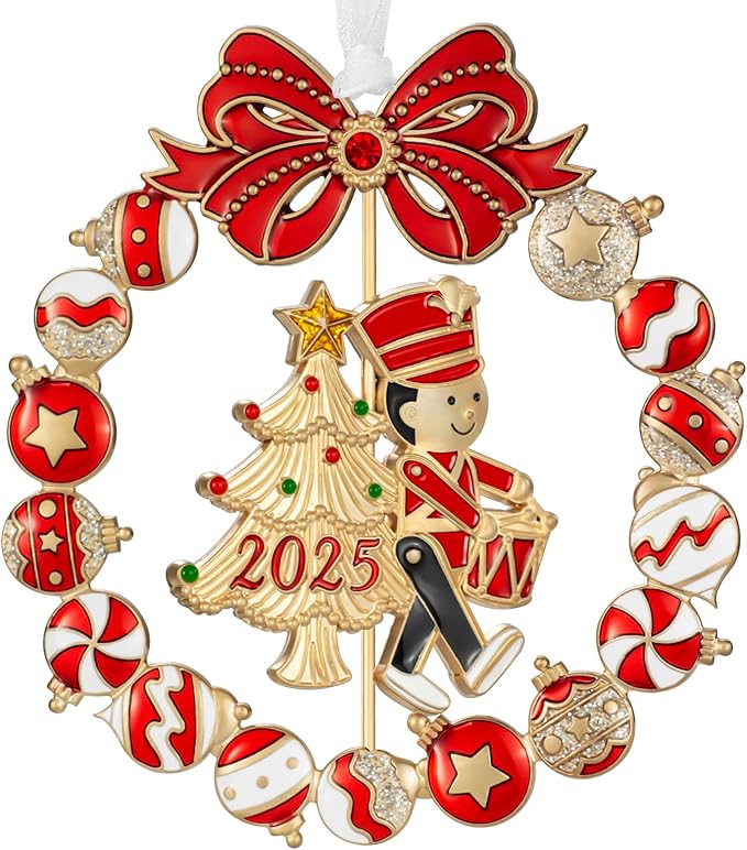 Laraine Christmas Tree Ornaments – 2025 Decorative Rotation Hanging Pendant of Car Charm Holiday Keepsake Gift Home Decor (Gold-Drummer Boy (2025))