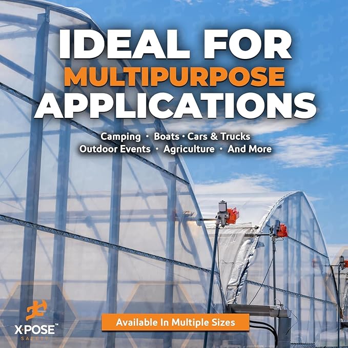 6' x 10' Clear Vinyl Tarp - Fire Retardant 20 Mil Super Heavy Duty Transparent Waterproof PVC Tarpaulin with Brass Grommets - for Patio Enclosure, Temporary Wall, Multipurpose - by Xpose Safety