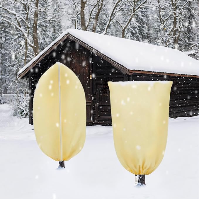 3 Pack Winter Plant Covers Freeze Protection, Thicker Frost Cloths Tree Covers with Zipper & Adjustable Drawstring, Antifreeze Protective Cover for Garden Shrub Plants, 47.2” x 70.8”