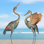 33-37 Inch Metal Crane Garden Statue Décor, Bird Heron Garden Sculpture & Statues, Outdoor Decoration for Yard Pond Lawn Backyard Pool, Vintage Spread Wings Crane, Set of 2 Copper…