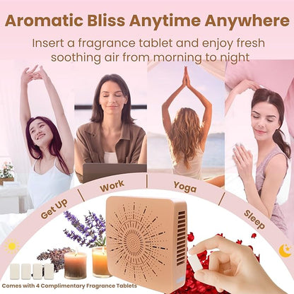 4-in-1 Portable Air Purifier HEPA Filter, Aroma, Ionizer & Mini Fan – USB-C Desktop Air Cleaner for Smoke, Pollen, Dander, Odors – 5 Colors for Bedroom, Office, Baby, Pets, Travel (Warm Beige)