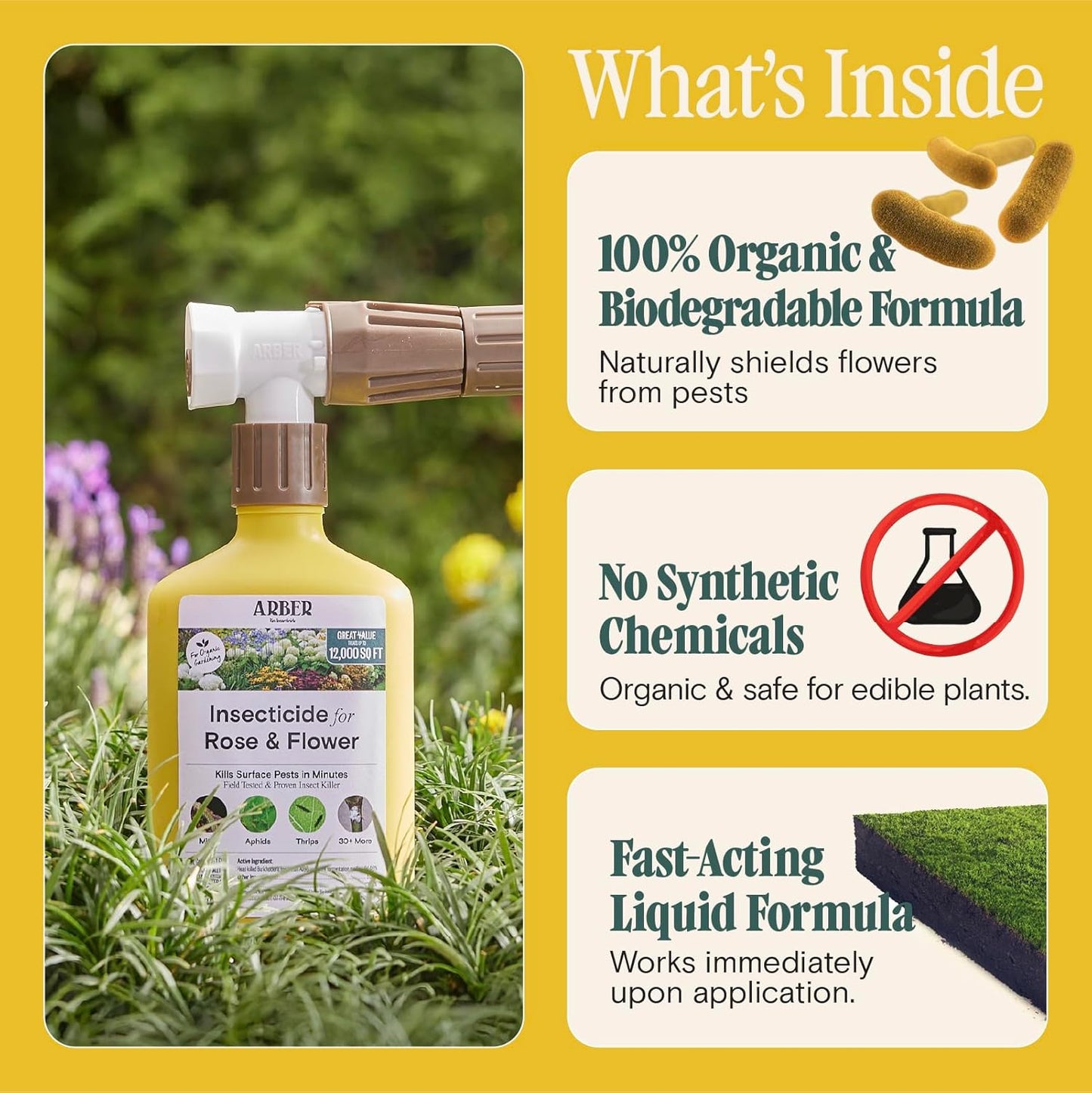 Organic Insecticide for Roses & Flowers – 16oz Ready-to-Spray Pest Control – Controls Aphids, Thrips, Japanese Beetles & More – Bee-Safe & Eco-Friendly