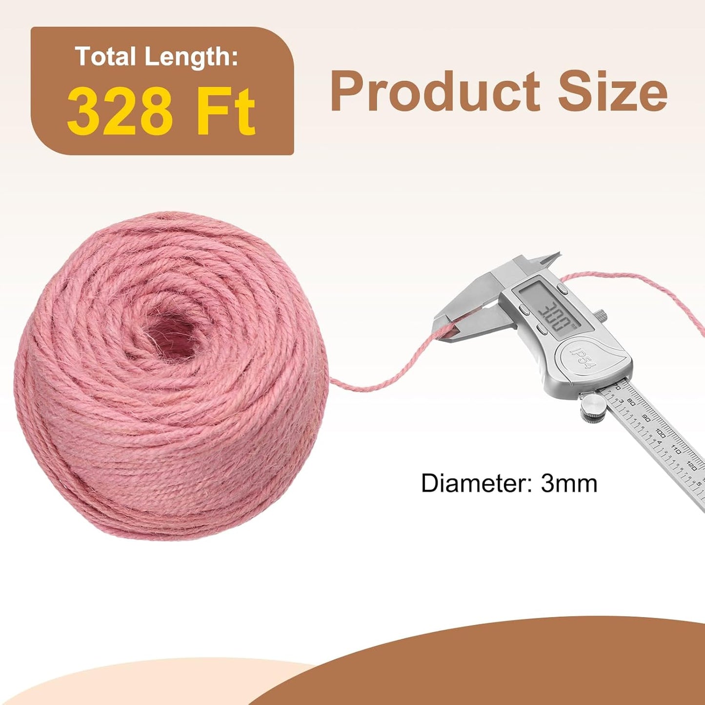 uxcell 328 Feet Natural Jute Twine String,3mm Thin Garden Twine Rope Colored Plant String Cord for DIY Art Crafts Gift Wrapping Decoration Packing Gardening Plant Hanger,Pink