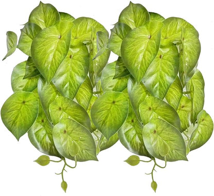 Reptile Plants for Terrarium Decor, Amphibian Habitat Decor, Snake Tank Accessories, Artificial Hanging Plants with Suction Cup-2 Packs (Arrowhead)