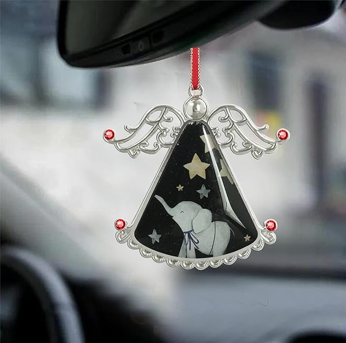 XUTAI Angel Christmas Tree Ornaments Elephant Christmas Ornament Glass Christmas Hanging Angel Glass Pendant for Holiday Decoration Elephant Under The Star