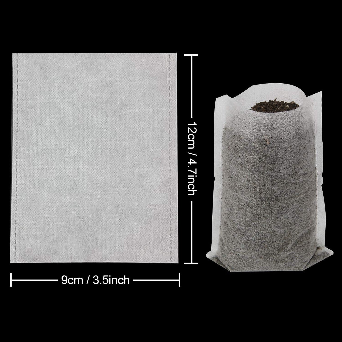 Augshy Nursery Growing Bags - 400pcs Fabric Plant Pots, Non-Woven Grow Bags for Seeding, Starter Seedling Plants, Home Garden, Outdoor, Greenhouse