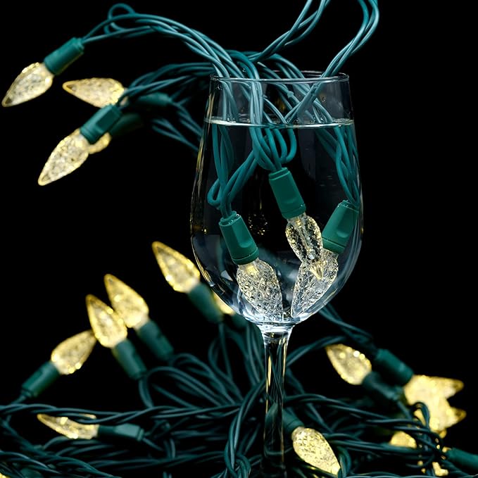 YULETIME Warm White One-Piece C6 Strawberry Christmas Lights 140 Count 71 Feet, 2 Sets 70 LED 35.5 ft High Waterproof UL Certified String Light (Warm White)