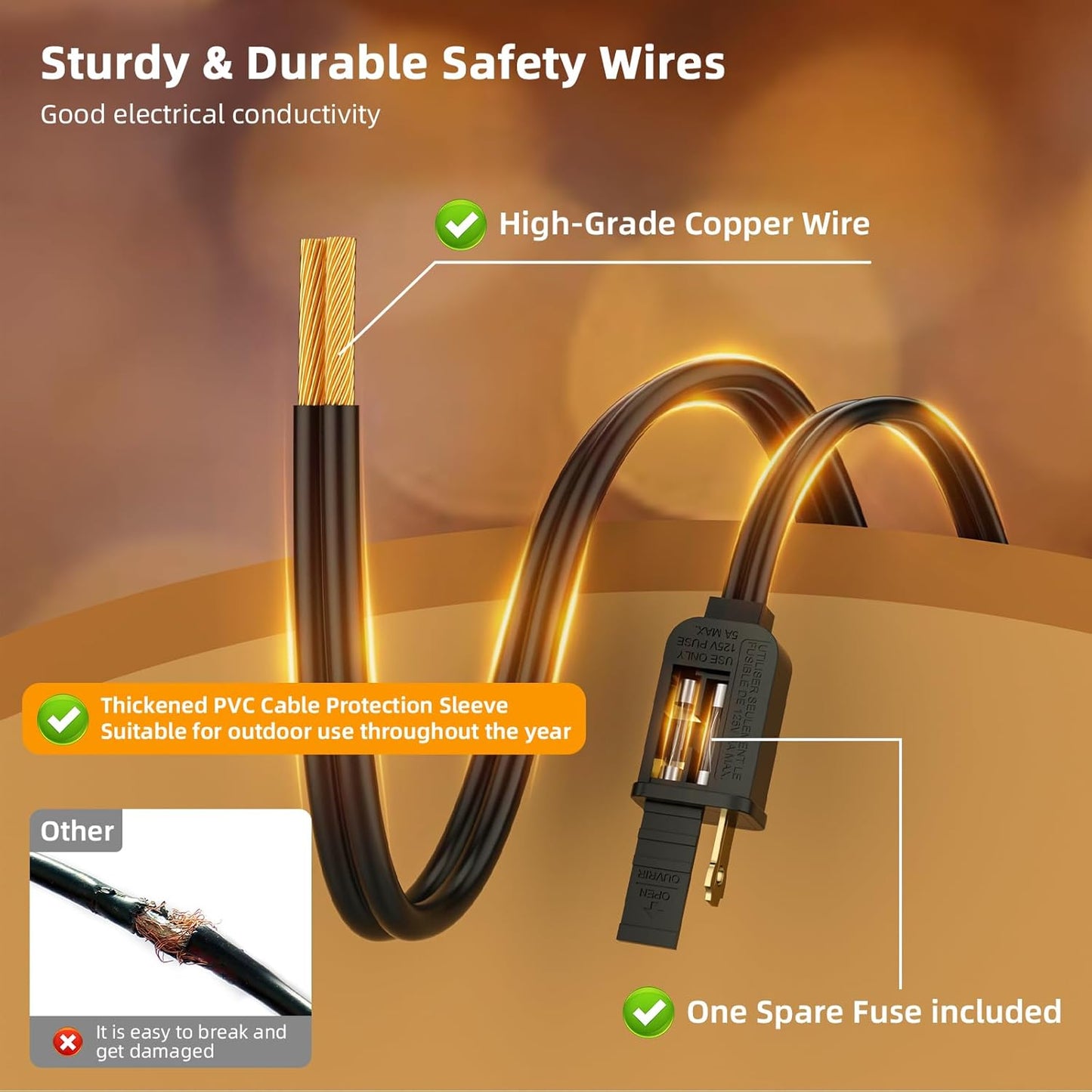 LED Outdoor String Lights, 25FT Outside Waterproof Patio Lights with 12+1 Shatterproof ST38 Edison Bulbs, 2700K Warm White Hanging Light, Dimmable Light for Back Yard Porch Party Gezebo