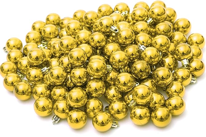 144pcs/1.18-Inch Christmas Ball Ornaments Gold Small Christmas Tree Balls for Xmas Holiday Wedding Party Decoration, Tree Ornaments
