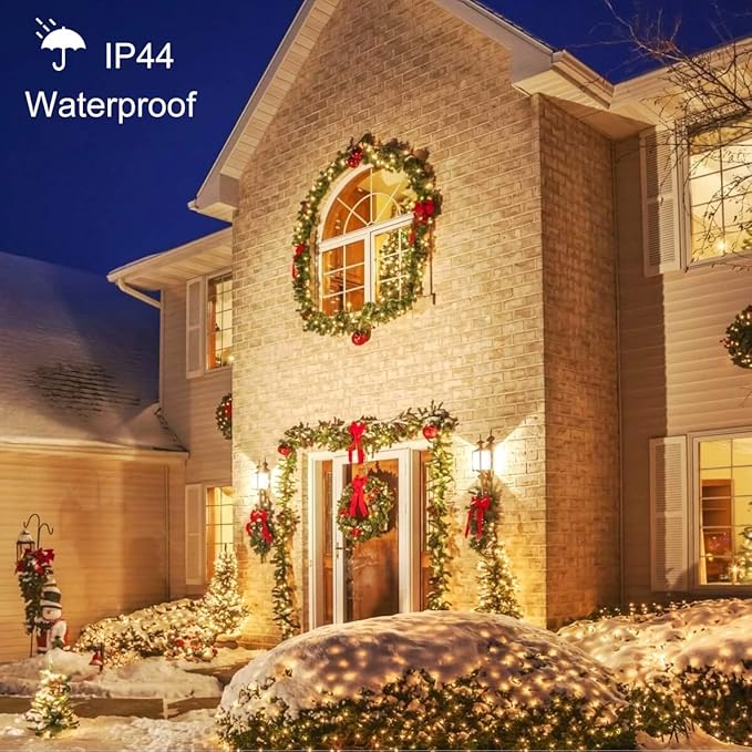 Toodour Christmas Lights Outdoor, 131ft 350 LED String Lights, Timer, Waterproof 8 Modes Outdoor Christmas String Light - Twinkle Light for Tree Home Garden Yard Wedding Party Xmas Decor(Warm White)