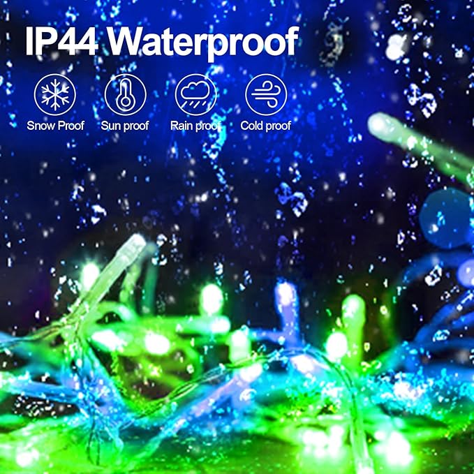 403 FT 1000 LED Christmas Lights Outdoor Fairy Lights Plug In Extra Long String Lights Clear Wire Waterproof 8 Modes Timer for Outside House Tree Garden Yard Wedding Party Decorations-Blue and Green