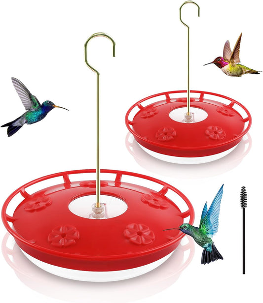 FEED GARDEN 2 Pack 16 OZ Hummingbird Feeders for Outdoor 5 Feeder Ports Ant Bee Proof Leak-Proof Cleaning Brushes Nectar Easy Clean Fill Bird Feeder for Garden Red Décor Gifts for Mom