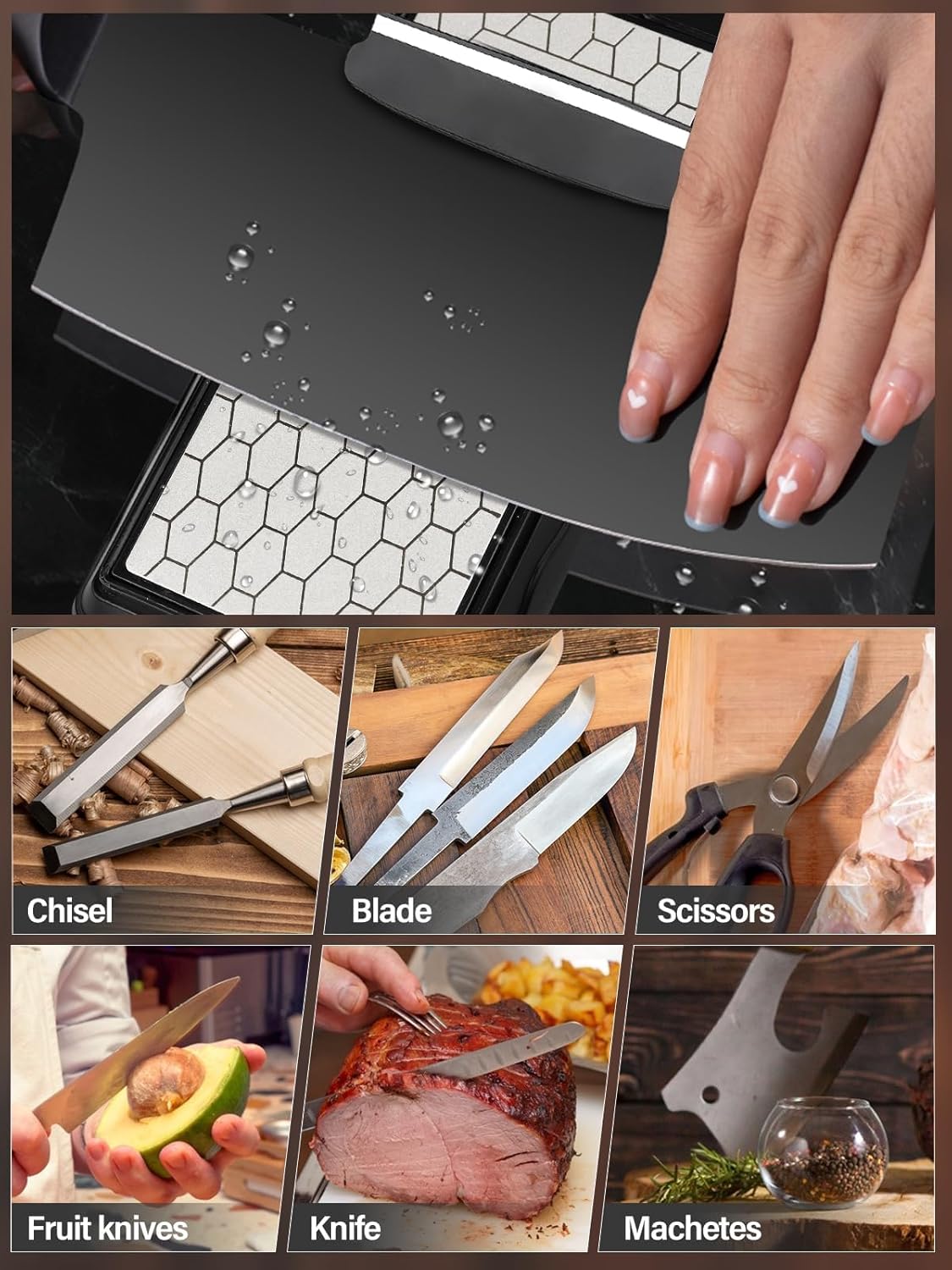 Diamond Sharpening Stones with Honing Guide, Kalolary Knife Sharpener Stone with Non-Slip Base for Chisels Planes Sharpening Stone Set Fine/Coarse Diamond Sharpening Plate with Angle Guide (400/1000)