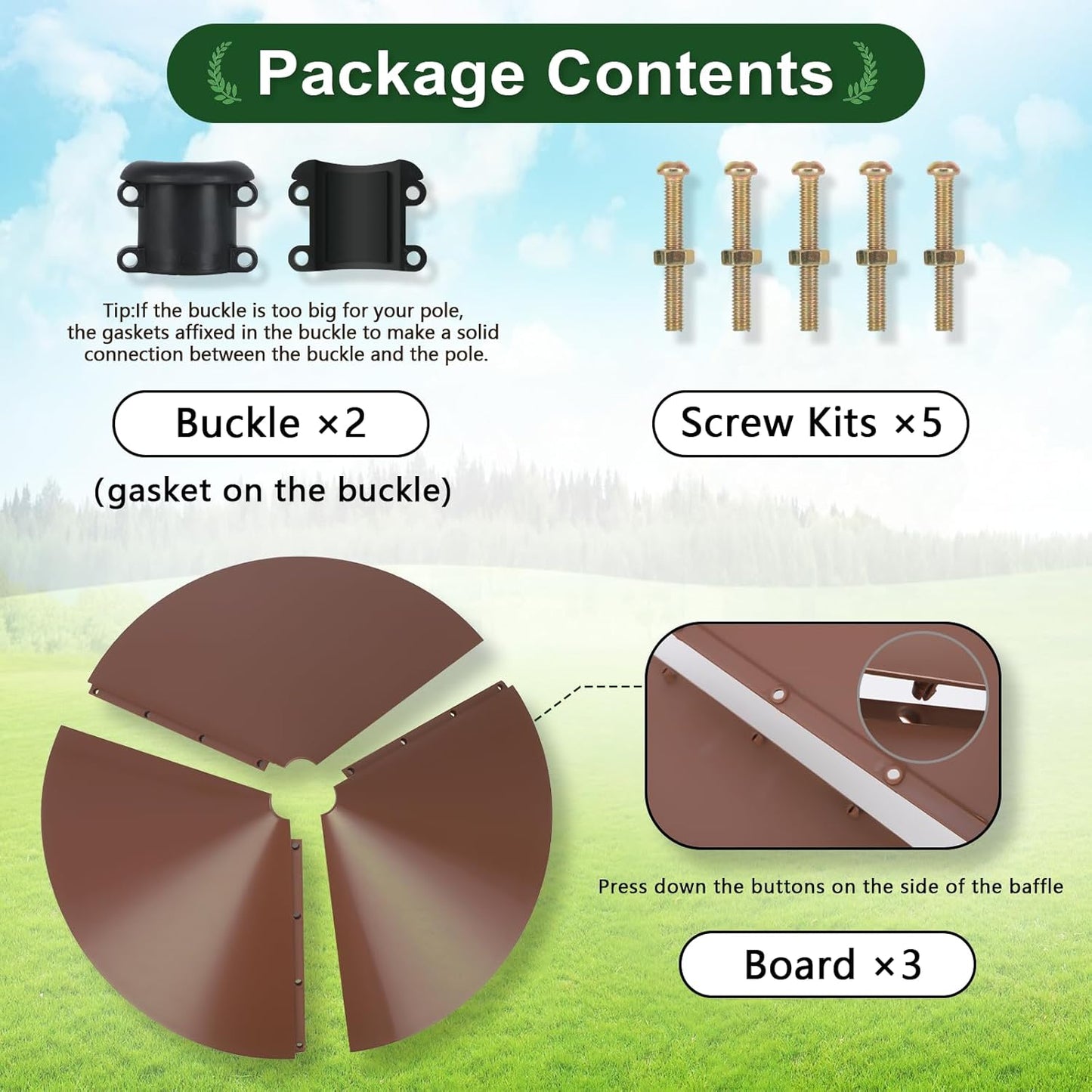 Gtongoko 19 Inch Squirrel Baffle for Bird Feeder Pole Squirrel Guards for Shepherds Hook Stopper for Bird Feeders Brown 1 Pack