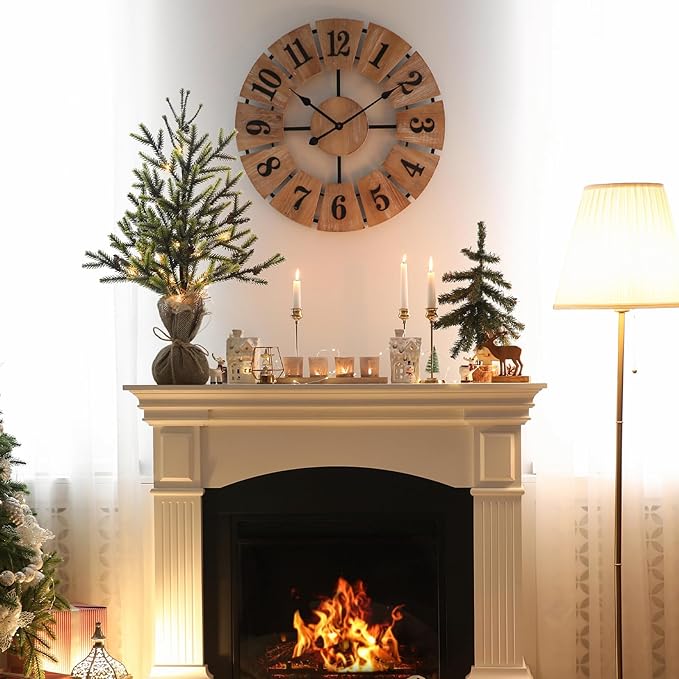 22" Mini Christmas Tree, Small Artificial Tabletop Snow Flocked Christmas Trees Decor with Lights, Outdoor Indoor Porch Table Centerpieces Xmas Christmas Decorations