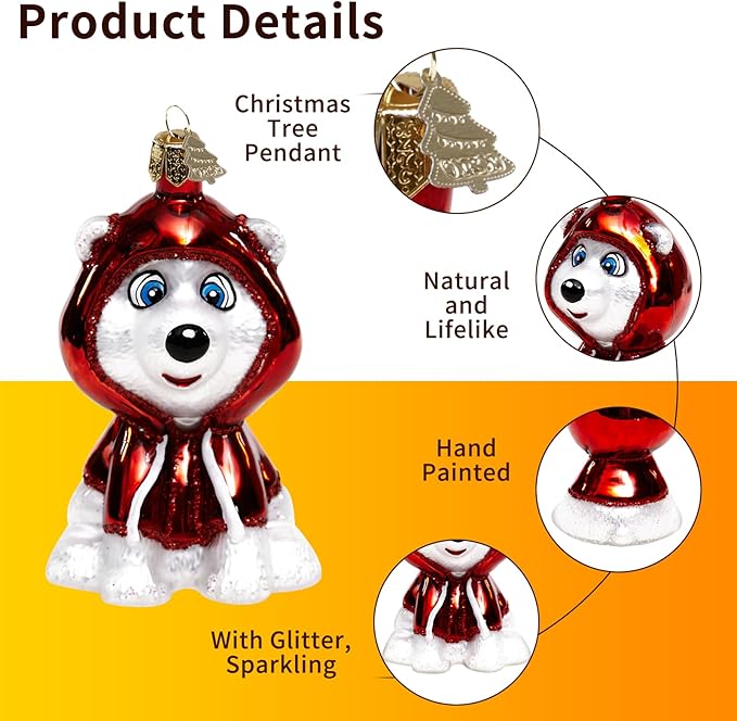 Christmas Ornaments,Glass Blown Ornaments for Tree,Personalized Polar Bear Collection Hanging Ornaments,Christmas Decorations for Xmas Tree Holiday Party Gifts(Polar Bear)