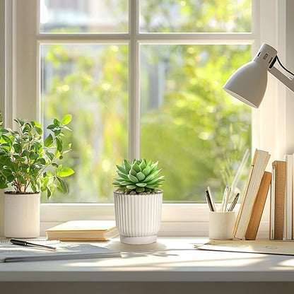 T4U 4 Inch Plant Pots Self Watering, 6 Pack African Violet Pots, Small Plant Pots for Plants, Small Indoor Plant Pot, Self Watering Planter for African Violet, Succulents (6 Pack, 4", White)