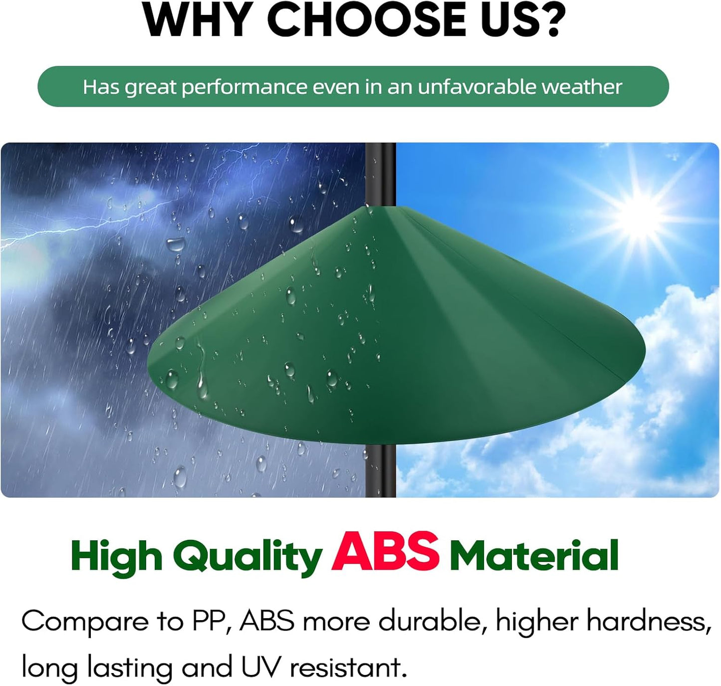 24-inch Large Outdoor Squirrel Baffles for Bird Feeders Pole, Two Way Use, Green Color