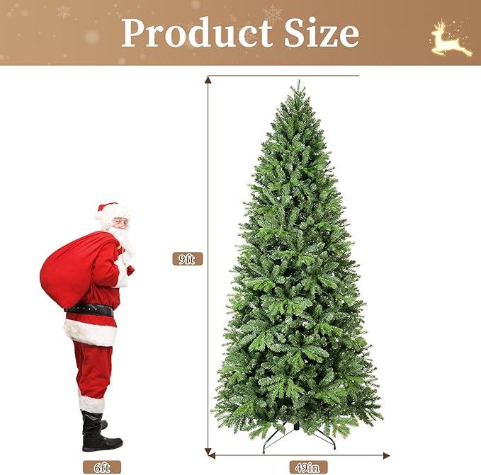 9 ft Artificial Christmas Tree,North Valley Spruce Xmas Tree Easy to Assemble for Home Decoration Holiday Celebrations