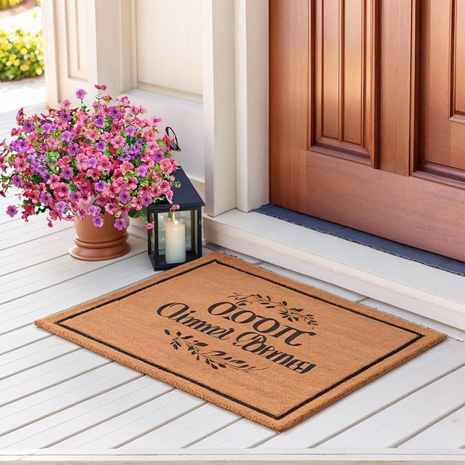 SHIAWASENA Realistic Outdoor Fake Plants Flowers, Artificial Flowers, UV Resistant, 12 Bundles Faux Silk Colorful Violet Flowers Bouquet with Eucalyptus (Rose Red & Purple)