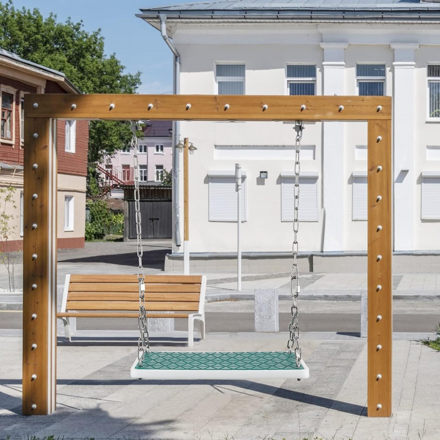 Swing Seat Heavy Duty, Non Slip Tree Swing Set Playground Swing Set Accessories for Kid Indoor Outdoor Backyard,Green