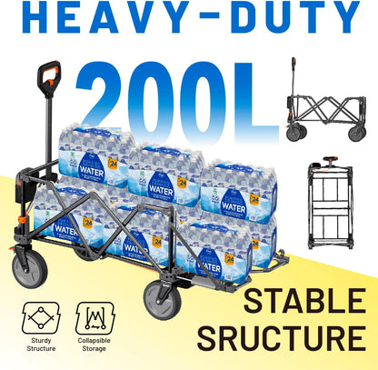 Litheli Electric Wagon Cart with Battery Power, All-Terrain Wheels & Variable Speed | 200L Capacity, 300 lbs Heavy-Duty Utility Wagon for Camping Gear, Beach Trips, Garden Tools & Shopping Hauls