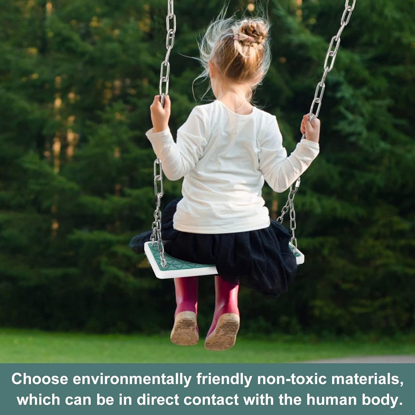 Swing Seat Heavy Duty, Non Slip Tree Swing Set Playground Swing Set Accessories for Kid Indoor Outdoor Backyard,Green