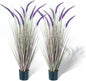 KOL 4ft 2-Pack Artificial Veronica Horsetail Reed Grass – 47in Tall Faux Purple Grass Plants in Pots, UV Resistant Fake Greenery for Indoor Outdoor Home, Office, Patio & Wedding Décor