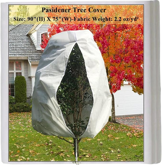 Plant Covers Freeze Protection 1 Packs 90" x75" 2.2oz Tree Covers Frost Plant Covers Freeze Cloth for Outdoor Plants with Zipper Drawstring