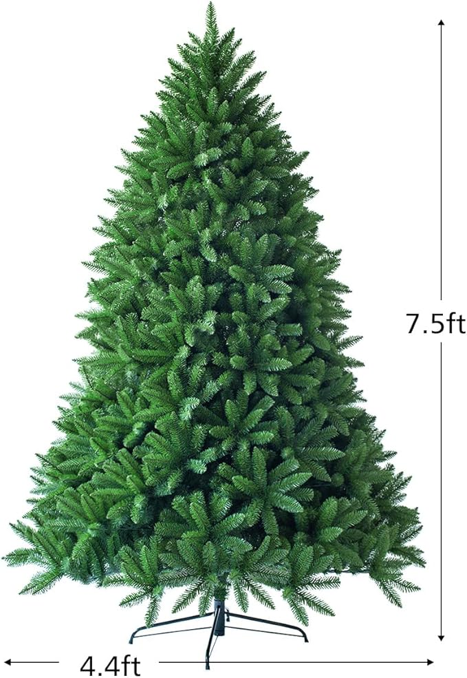 Goplus 7.5ft Unlit Artificial Christmas Tree, Premium Hinged Fir Tree, Easy Assembly with Metal Stand, Xmas Décor for Indoor and Outdoor (7.5ft)