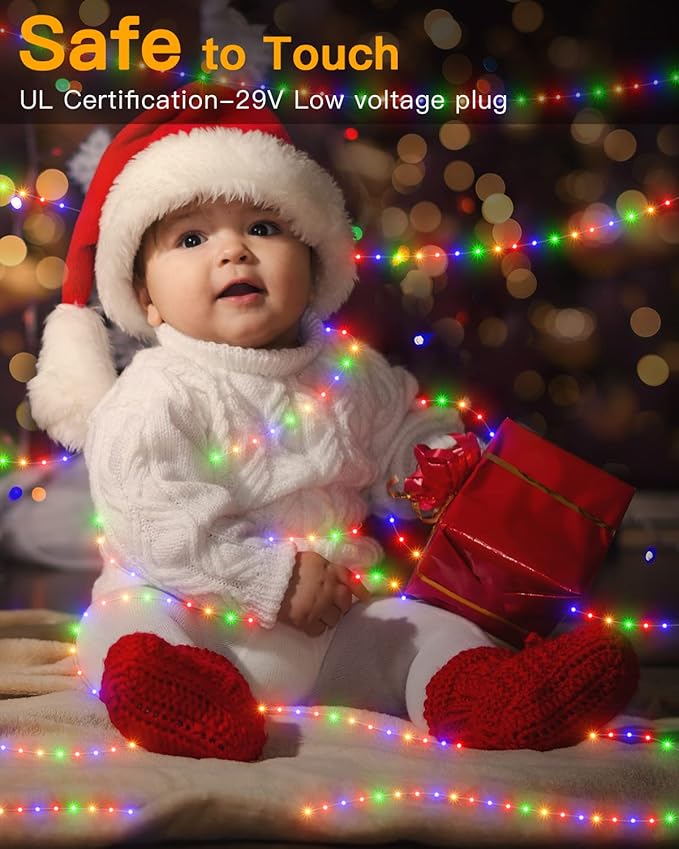 Christmas Light Outdoor 262 FT 800 LED, IP67 Waterproof 8 Modes Christmas Lights Plug in, String Lights with Remote, Twinkle Fairy Lights for House Outside Xmas Decorations (Multicolor)