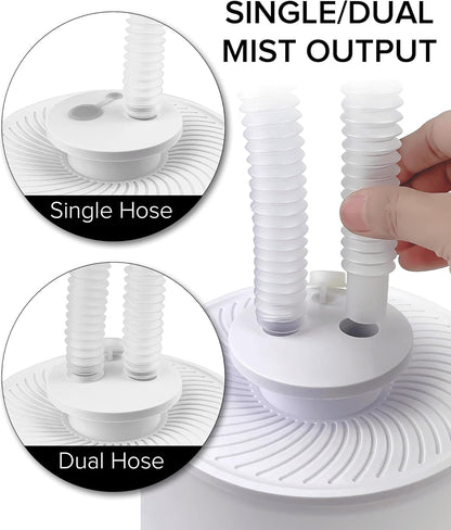 No Leak Reptile Fogger Humidifiers Mister for Reptile Tank, 3L Top-Fill Terrarium Humidifier with Hose - Ideal for Snakes, Tortoises, Chameleons, Ball Python and Hermit Crabs (Single/Dual Fog Output)