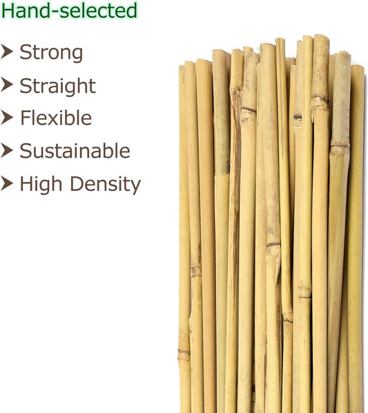 Bamboo Garden Stakes 3 Feet Plant Stakes for Roma Tomatoes Sunflowers Beans Potted and Climbing Plants - Pack of 25 Bamboo Sticks