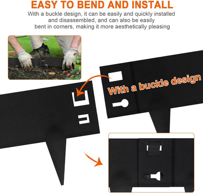 42" L X9.4 H Metal Landscape Edging, Heavy Duty Galvanized Steel Garden Edging,6 Pack Garden Edging Border for Lawn, Flower Bed, Yard (Black)