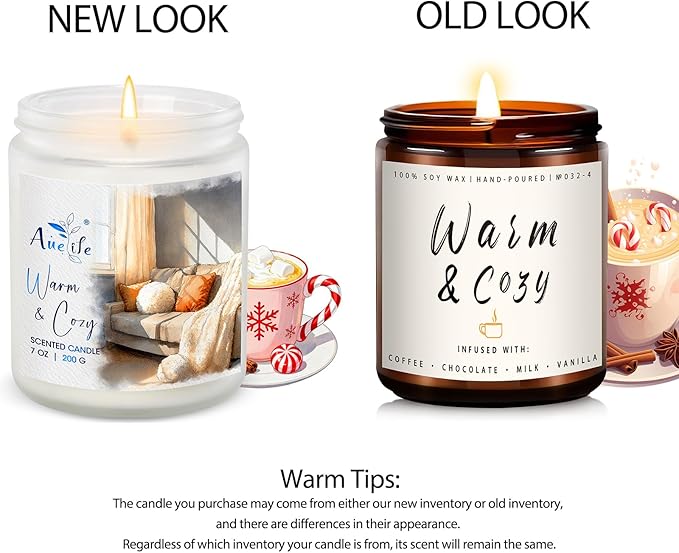 Warm & Cozy Soy Scented Candle - Holiday Scent for Home & Winter Christmas Gifts