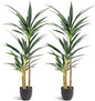 Artificial Tree 4.7Ft Faux Agave Plant with 3 Heads in Plastic Pot Fake Tree for Home Decor Indoor or Outdoor Office Decoration Housewarming Gift (4.7 Feet-2 Pack)