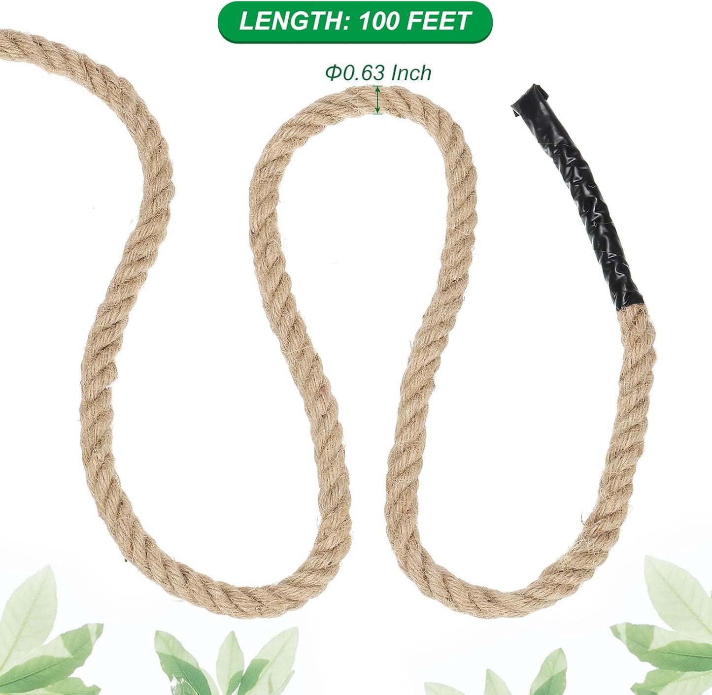 PATIKIL 5/8" x 100 ft Twisted Manila Rope Jute Ropes Natural Thick Jute Twine Burlap for Docks Railings Bundling Craft Tug of War Decorating