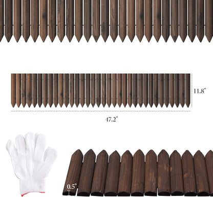 Wood Garden Edging Border Garden Fence Decorative Landscape Border Edging Planting Tree Fence Yard Patio Path Edging Landscape Edging Flower Bed Fences-11.8" H x 47.2" L (2PACK 8FT Total Length)