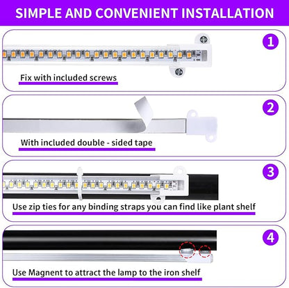 LED Grow Light Strips, Full Spectrum 3500K Plant Growing Lights for Indoor Plants, Plant Lamp for Hydroponics Succulent with 3/9/12H Timer, 10 Dimmable Levels, 3 Head 13 Inches (2 Strip 3 Pack)