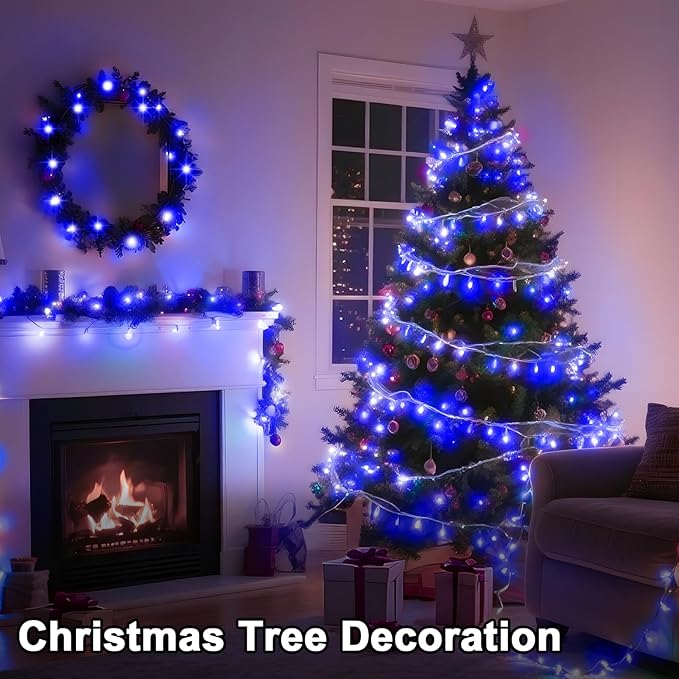 393 FT Christmas Lights 1000 LED Xmas Lights Outdoor Christams String Lights Waterproof 8 Modes & Timer, Fairy Lights Plug in for Weeding, Patio, Party, Holiday,Christmas Decor (Blue)